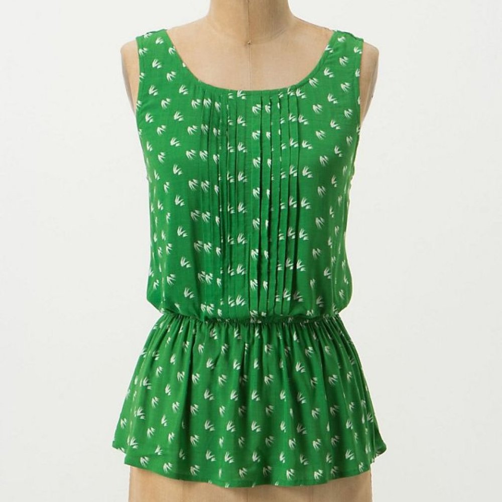 Green Peplum Blouse Anthropologie